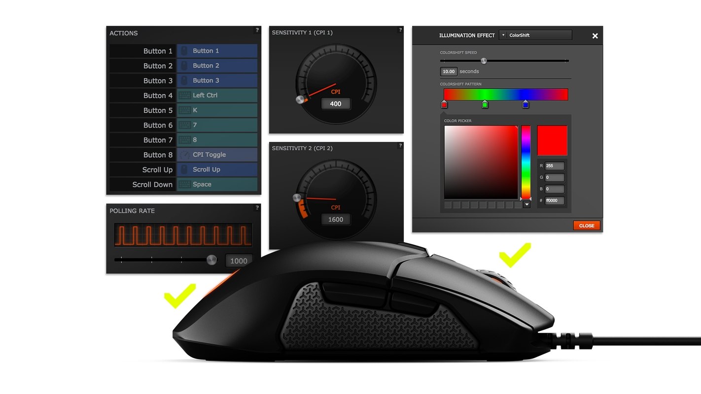 Chuột chơi game SteelSeries Sensei 310 Black (RGB) có thể lưu trữ setting memory onboard dễ dàng